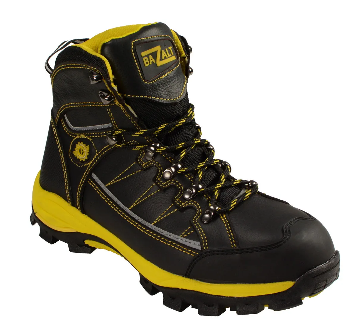 Bazalt MBM9122 Men's Black with Yellow Water and Frost Proof Leather Outdoor Lace-Up Boots