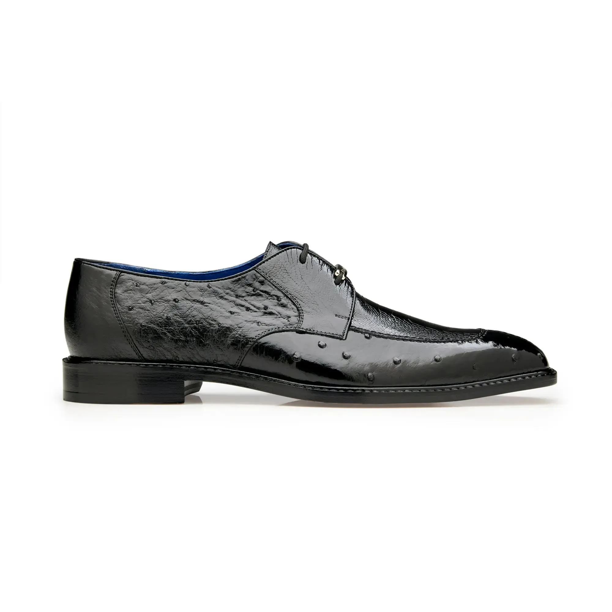 Belvedere Bolero in Black Genuine Ostrich Leg and Quill Oxfords