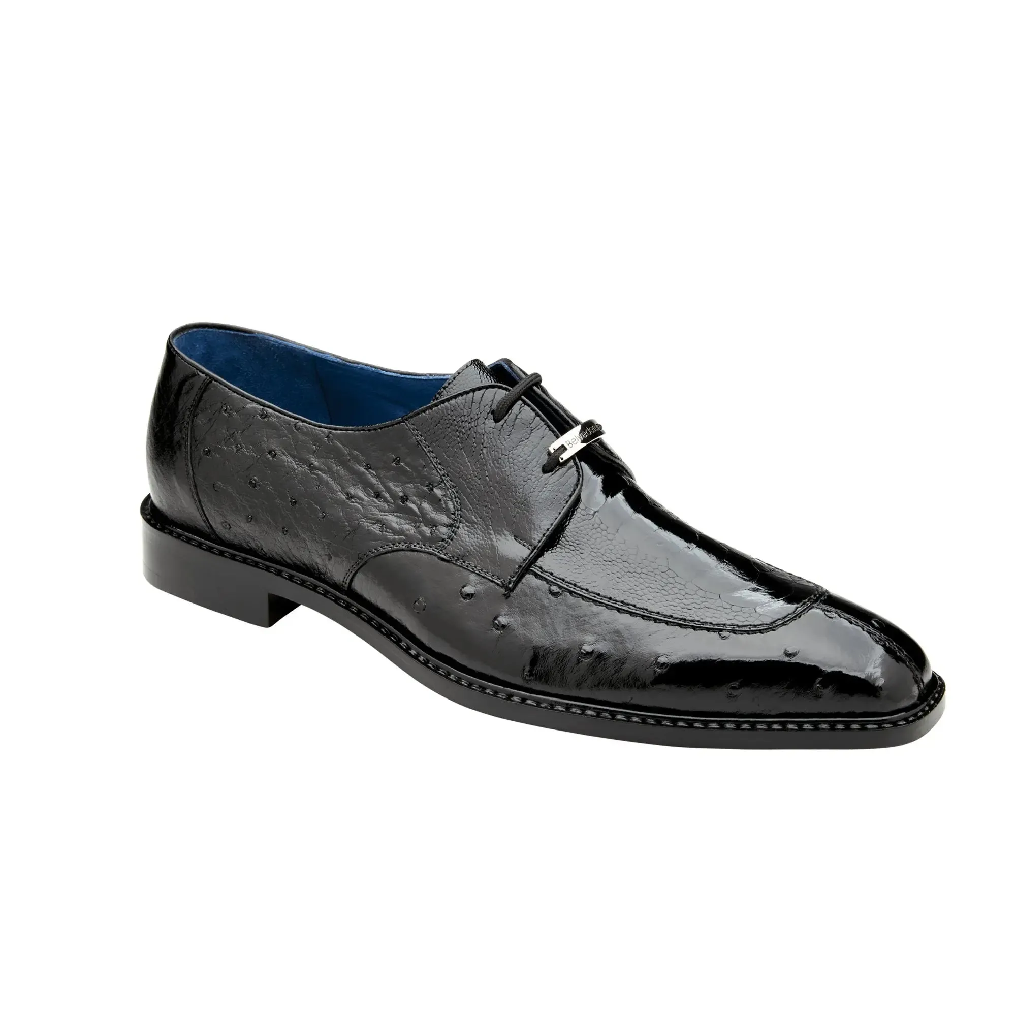 Belvedere Bolero in Black Genuine Ostrich Leg and Quill Oxfords