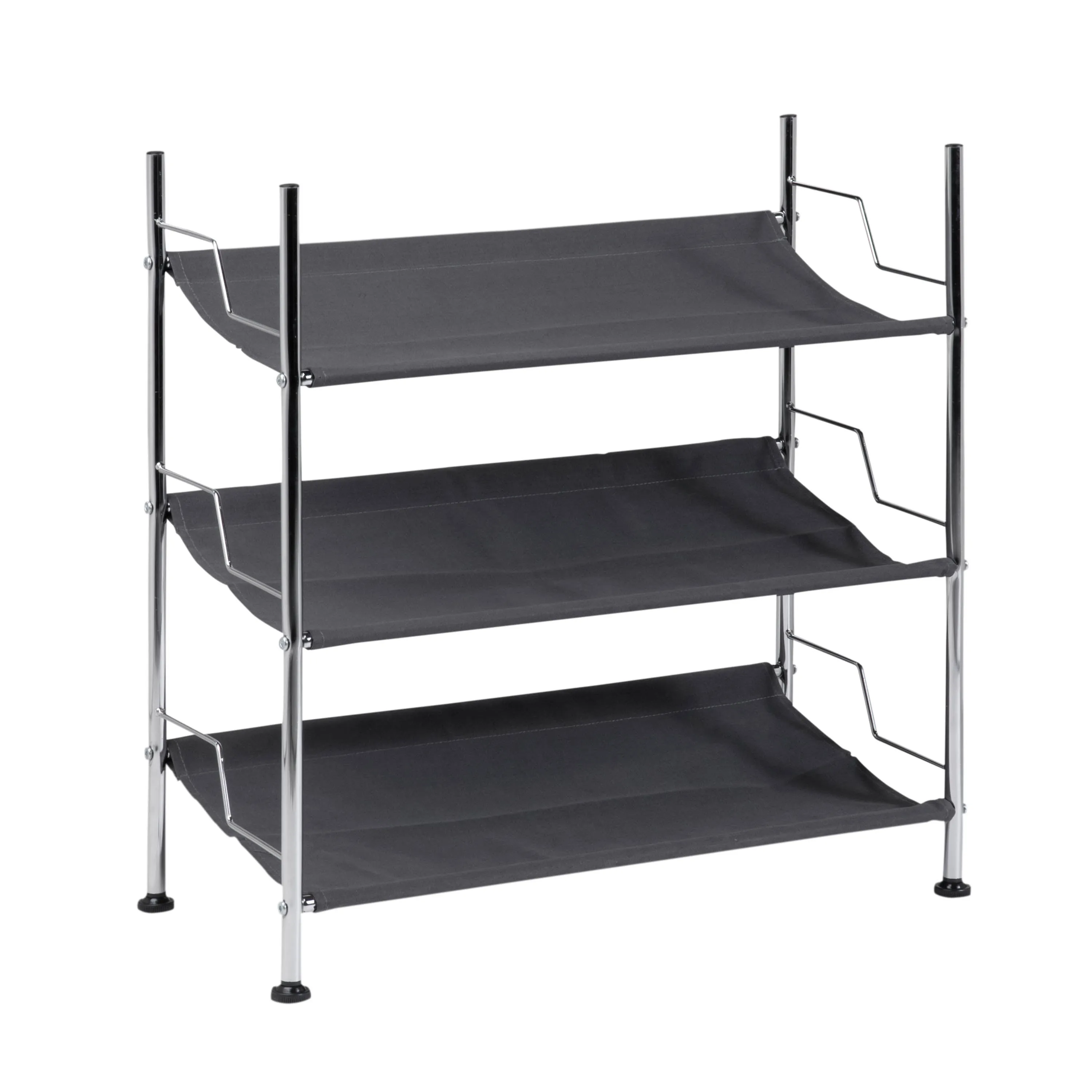 Black/Chrome 3-Tier Shoe Rack