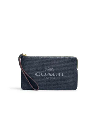 Coach Women's Denim Large Corner Zip With Coach