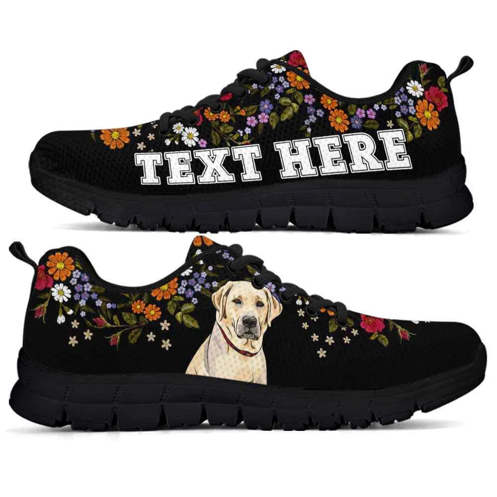 Custom Name Labrador Retriever Sneaker, Lab Flower Floral Colorful Dog Lovers Sneakers Gym Running Shoes, Best Running Shoes