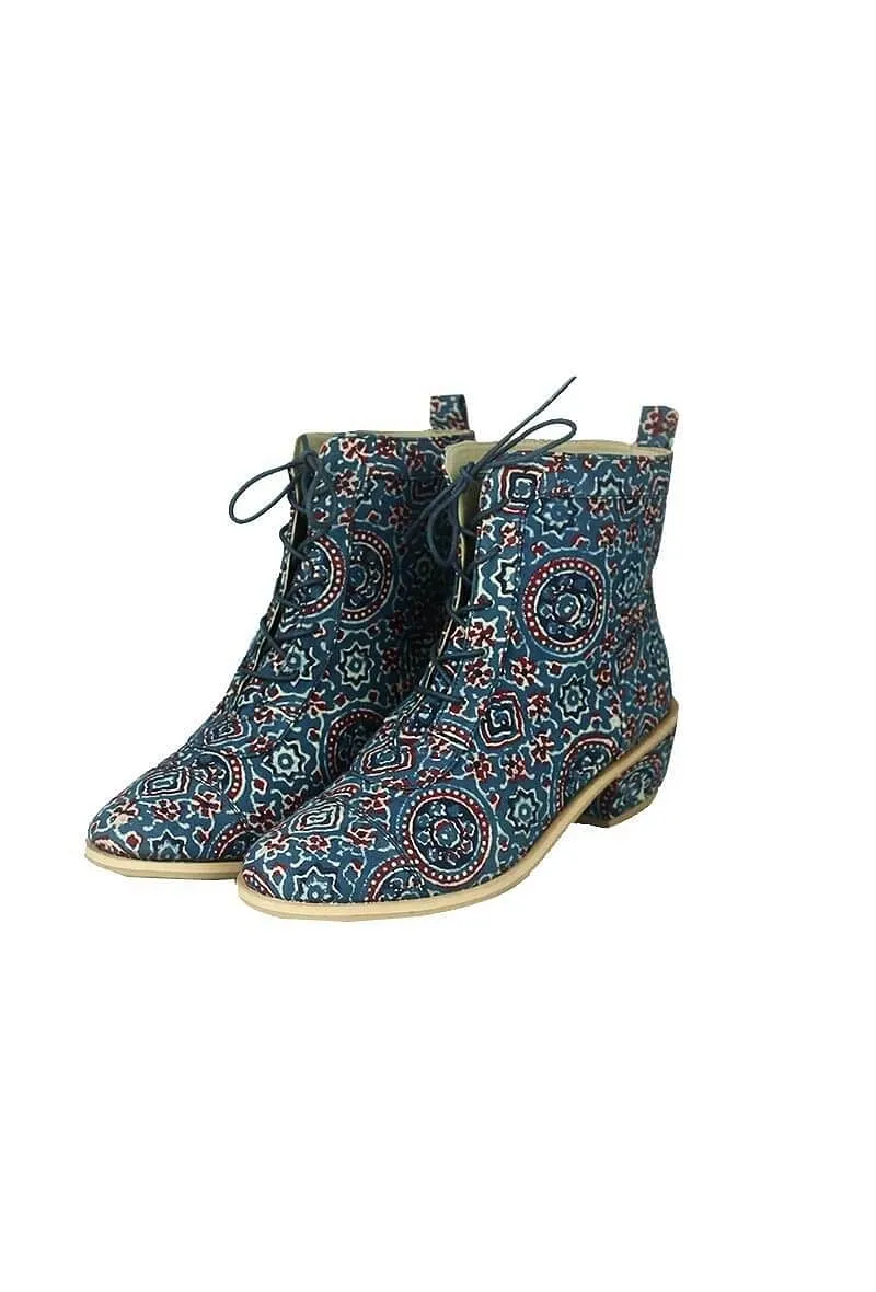 Evolving Ajrakh Lace Up Boots