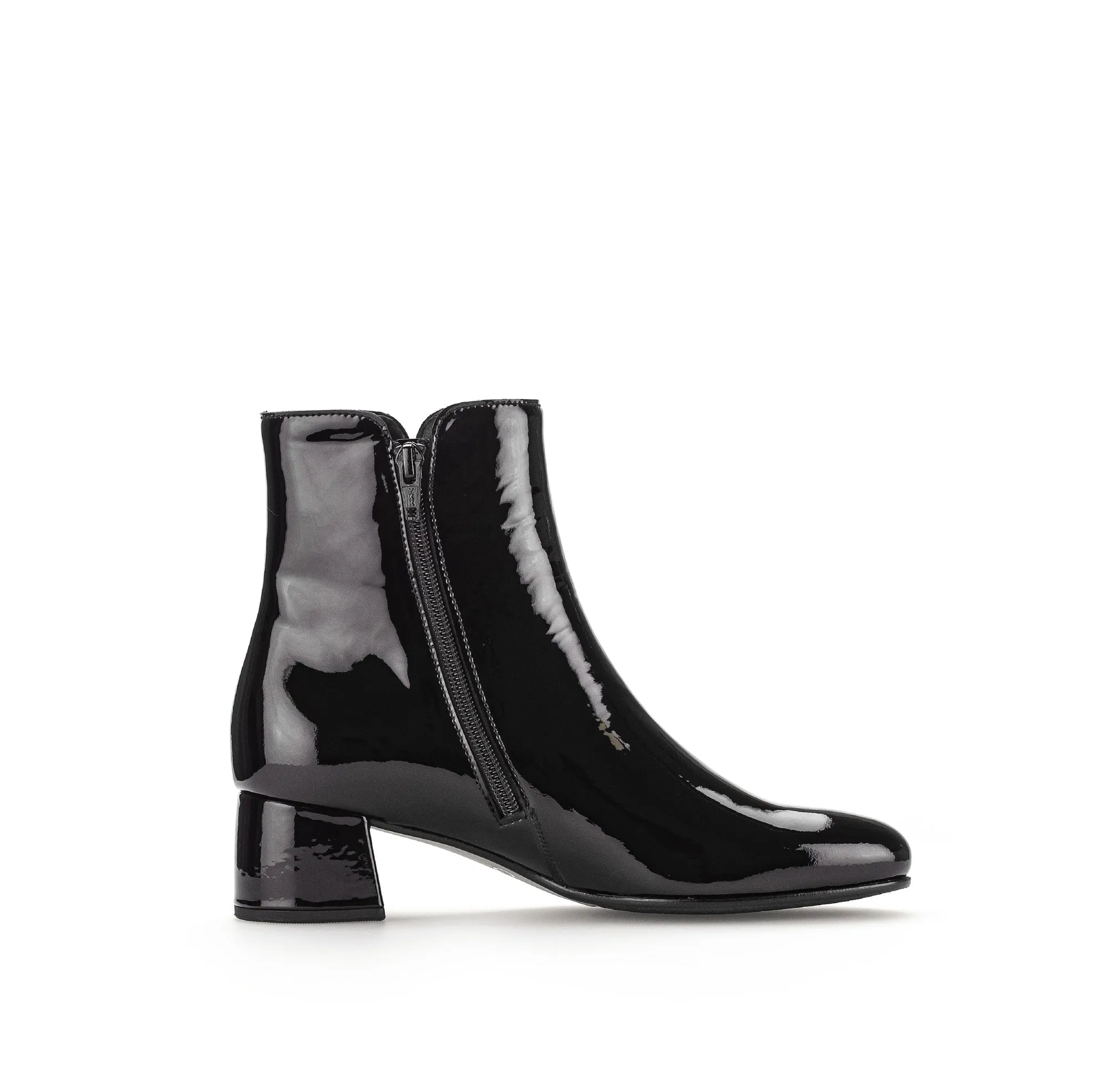 GABOR Black Patent Block Heel Ankle Boot 68097