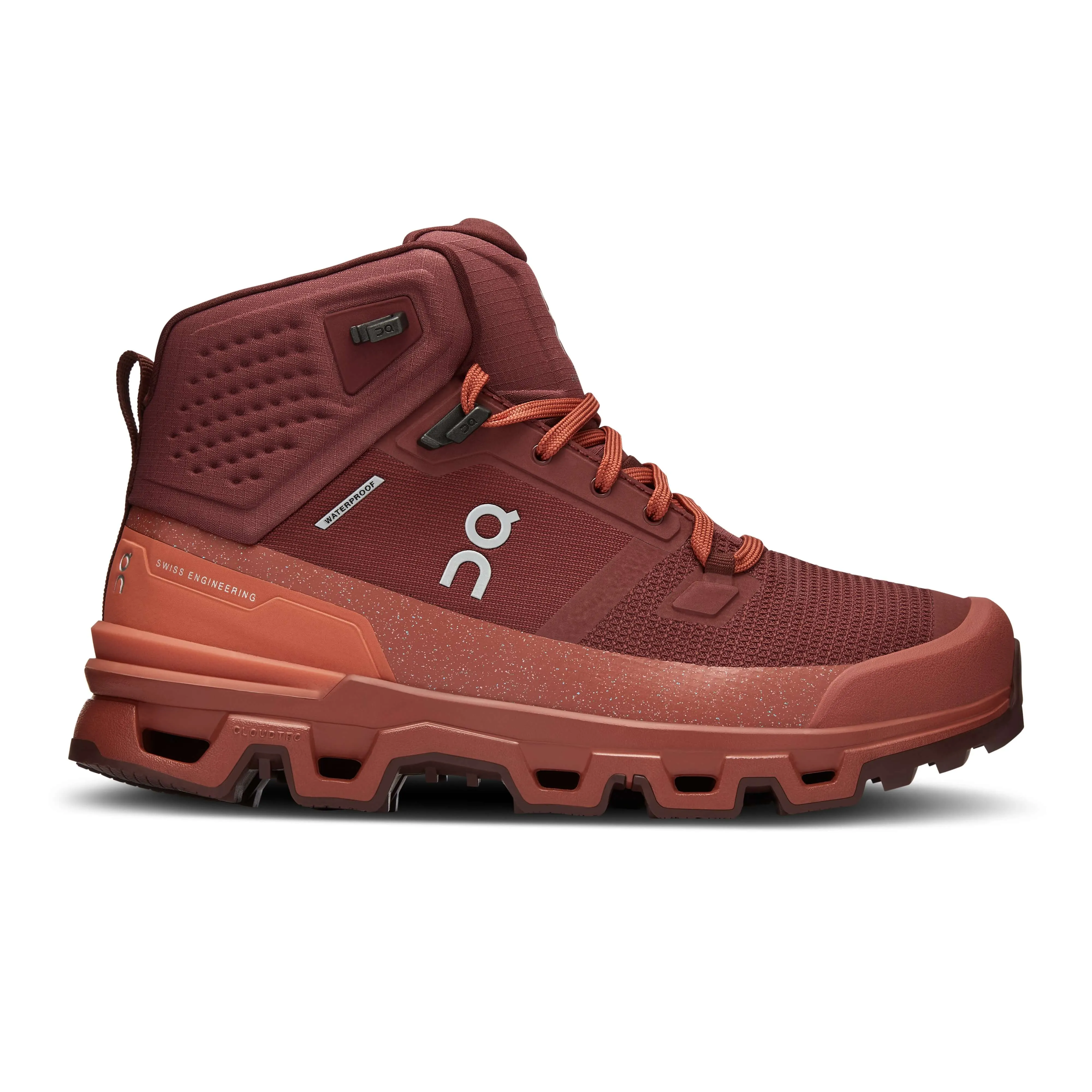 Mens Waterproof On Cloudrock 2 Hiking Boots in Red-Brown