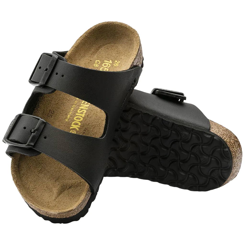 Kids Birkenstock Arizona Birko-Flor Narrow Black Slip On Sandals