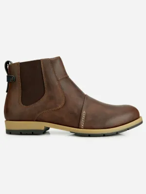 Men's Brown Round Toe Slip on Ankle Boot (IX1039)