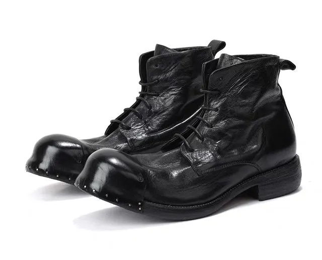 Men's Distressed Rivets Service Boots