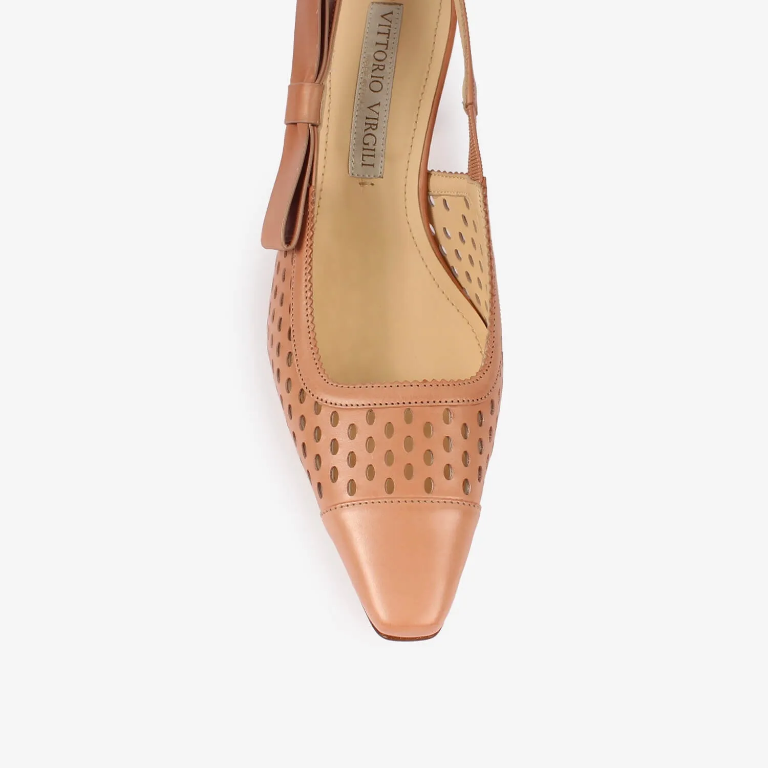 Peach women's leather sling back décolleté