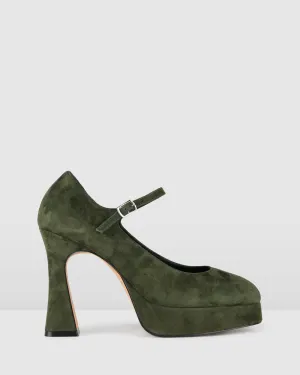 RAVINA PLATFORM HIGH HEELS FOREST GREEN SUEDE