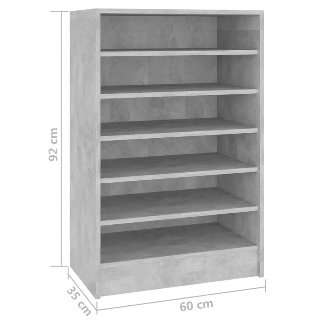 Shoe Cabinet Concrete Grey 60x35x92 cm Engineered Wood