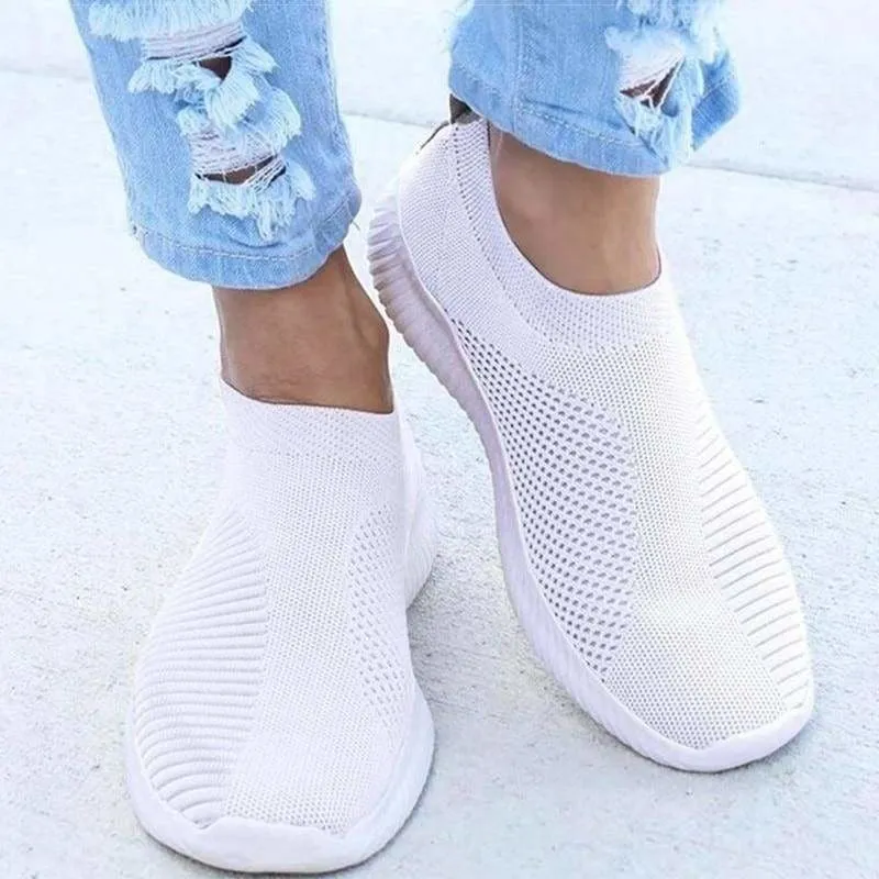 Spring Summer Slip On Flat Knitting Sock Sneakers Shoes