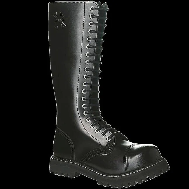 STEEL - 20 Eyelet Black Steel-Toe Boot