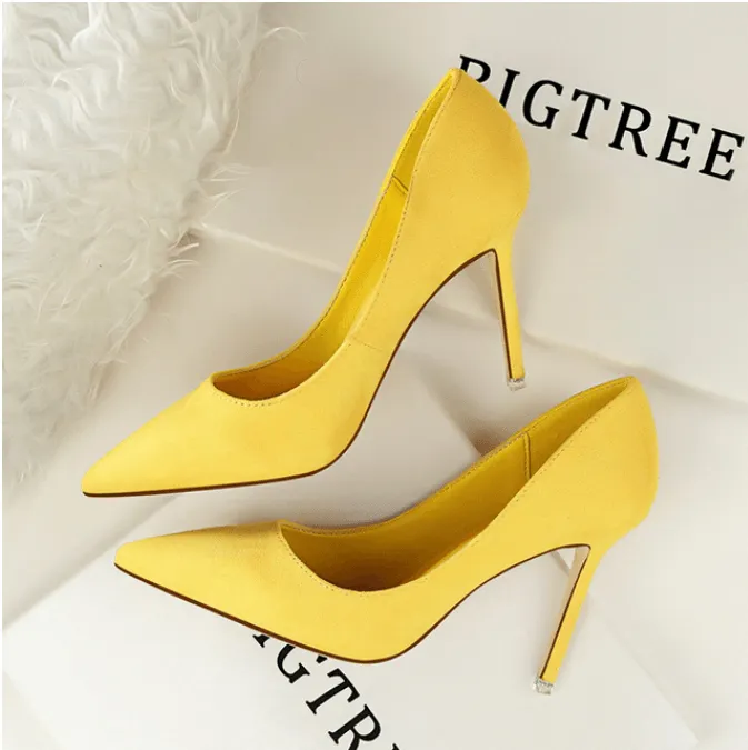 Suede Pointed Toe High Heels