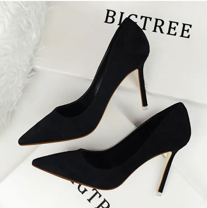 Suede Pointed Toe High Heels