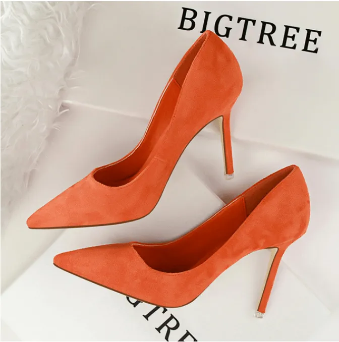 Suede Pointed Toe High Heels