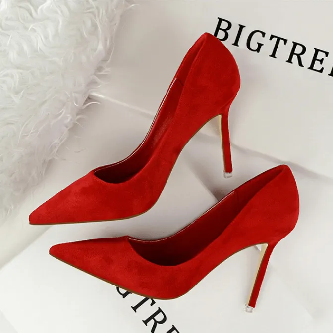 Suede Pointed Toe High Heels