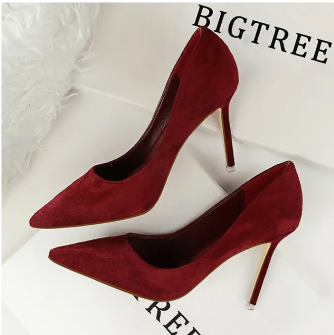 Suede Pointed Toe High Heels