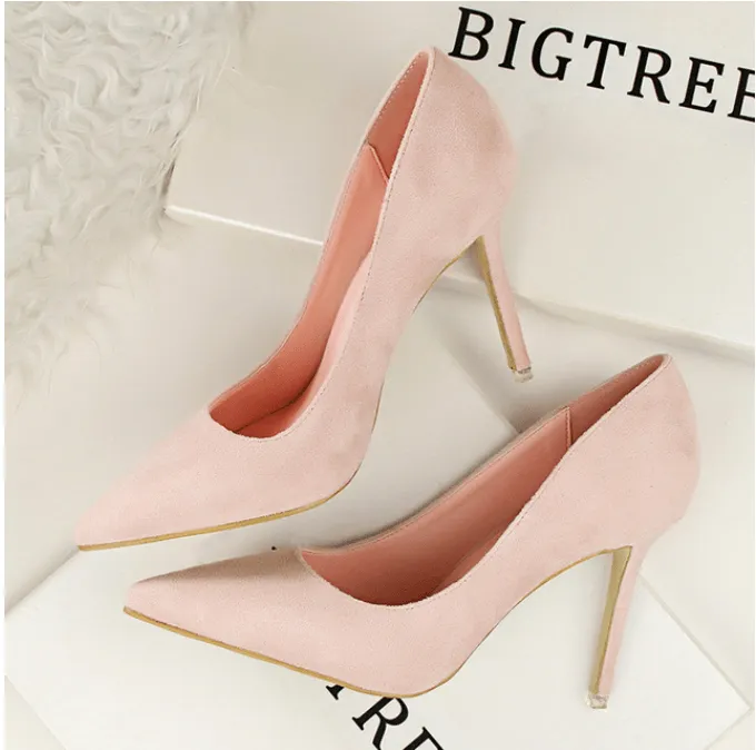 Suede Pointed Toe High Heels