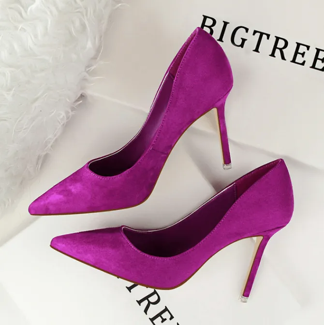 Suede Pointed Toe High Heels