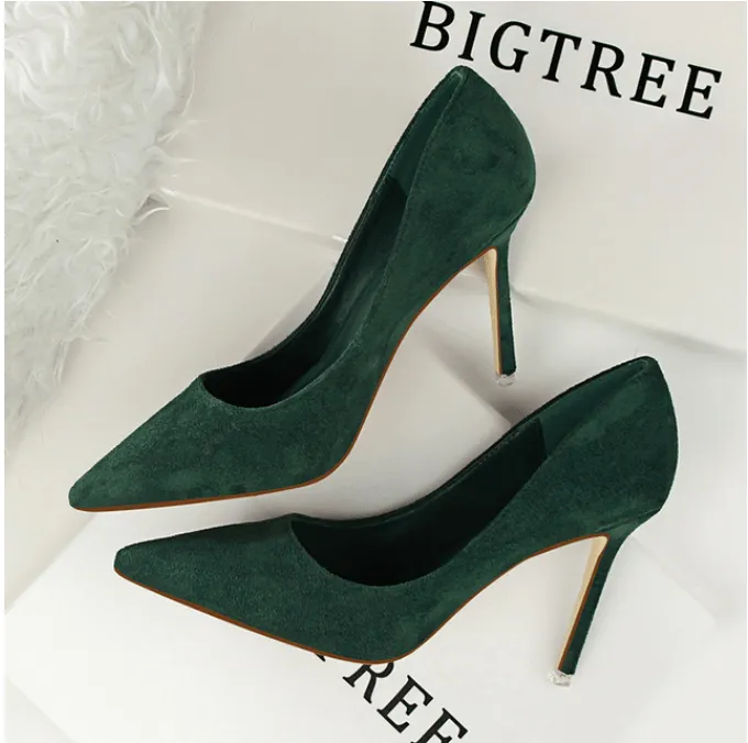 Suede Pointed Toe High Heels