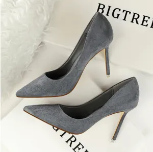 Suede Pointed Toe High Heels