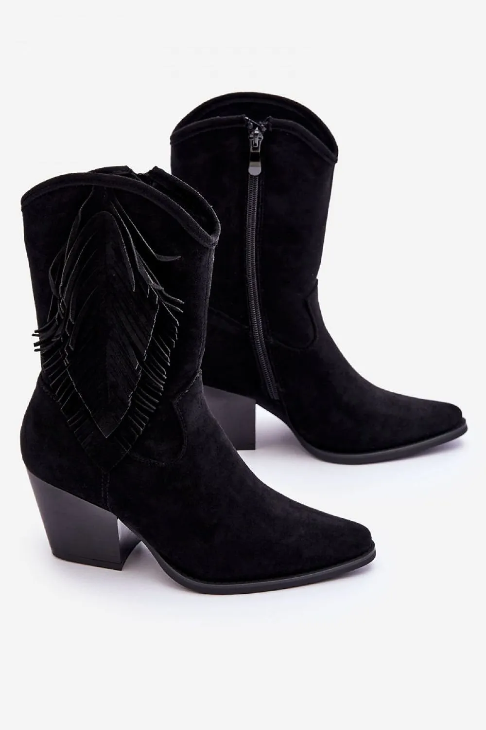 TEEK - Black Fringe Heel Boots