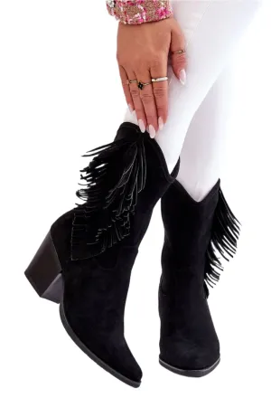 TEEK - Black Fringe Heel Boots