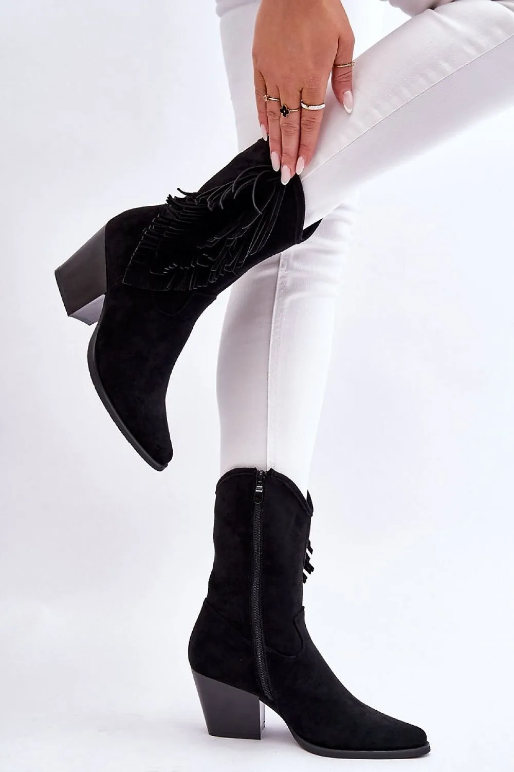 TEEK - Black Fringe Heel Boots