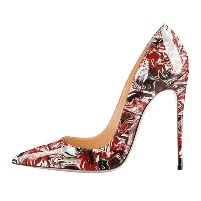 Trendy Pointed Toe Color Print High Heels