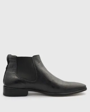 VINCENT & FRANKS W24CROC BLACK CROCODILE CHELSEA BOOT