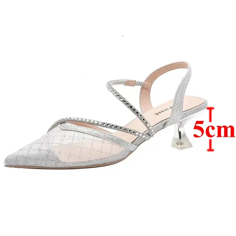 Women High Heels Sandals Summer Heel Pumps Transparet Mesh Party Shoes - WSHP50066